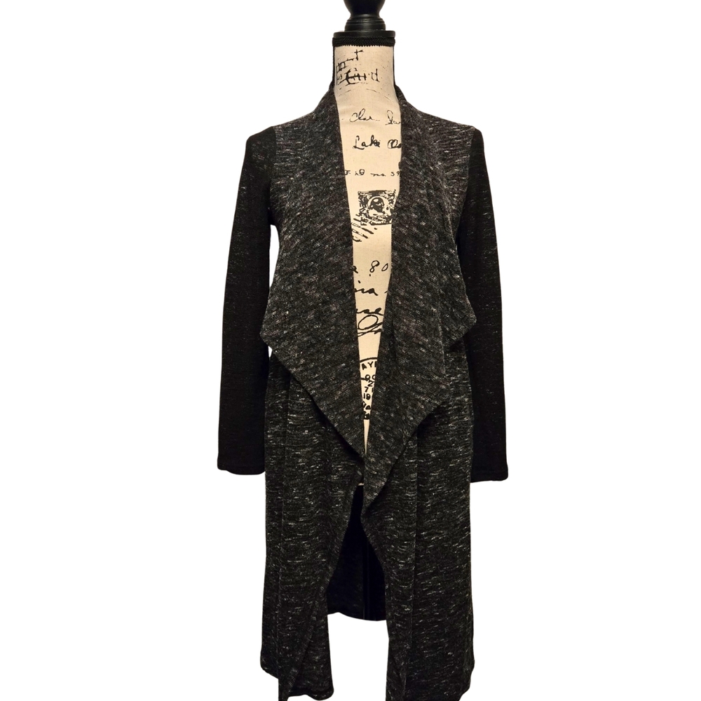 JNY Black and Gray Knit Cardigan Duster size M
